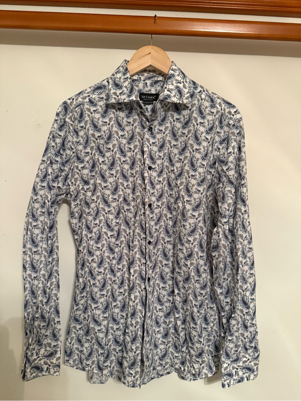 St. Croix contemporary button-down Navy Paisley Long-Sleeve Men's Shirt
